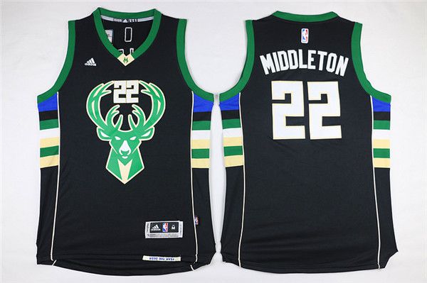 Men Milwaukee Bucks #22 Middleton Black Adidas NBA Jersey